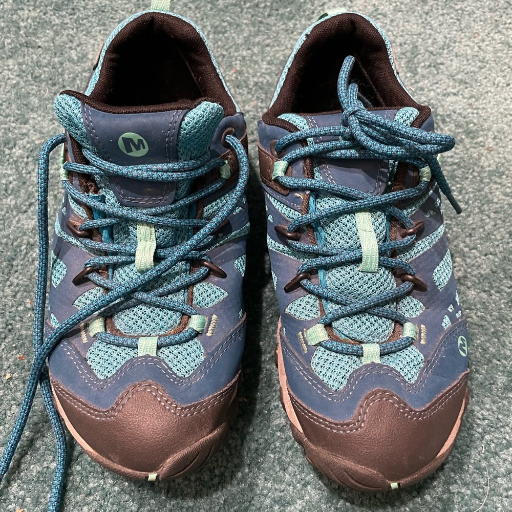 Merrell Athletic Shoes Blue Green Trail Runners